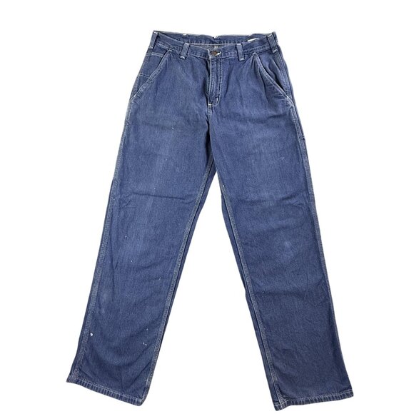Vintage Carhartt Jeans Mens 32x32 Blue Dungaree Fit Workwear Utility Denim Pants - Picture 1 of 16